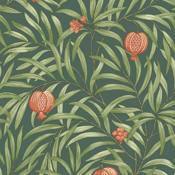 Belgravia Decor Pomegranate Green Wallpaper