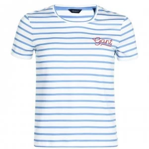 Gant Bretagne Stripe T Shirt - 445 Pacif Blue