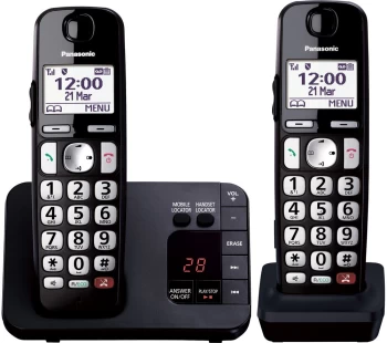 PANASONIC KX-TGE822EB Cordless Phone - Twin Handsets