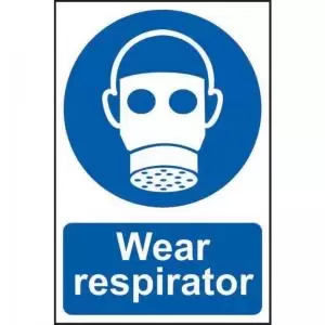 &lsquo;Wear Respirator&rsquo; Sign; Self-Adhesive Semi-Rigid