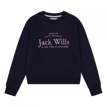 Jack Wills Kids Girls Script Crew Neck Sweatshirt - Navy