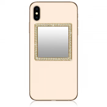 iDecoz Gold Square Phone Mirror with Crystals