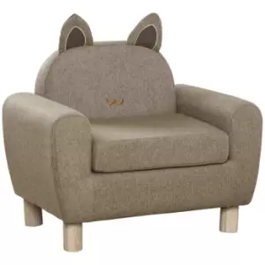 Homcom Kids Squirrel Sofa Armchair With Ears Eucalyptus Wood Brown