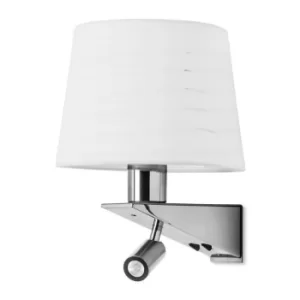 Gloss LED 2 Light Indoor Wall Light Chrome, Satin Nickel with Reading Lamp, E27