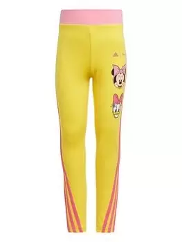 adidas Disney Younger Girls Minnie Mouse Leggings - Bright Yellow, Bright Yellow, Size 3-4 Years
