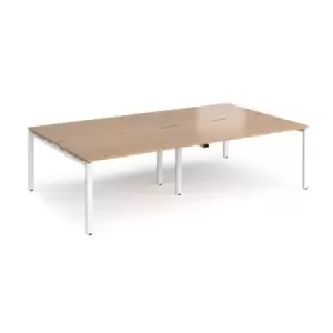 Bench Desk 4 Person Rectangular Desks 2800mm Beech Tops With White Frames 1600mm Depth Adapt