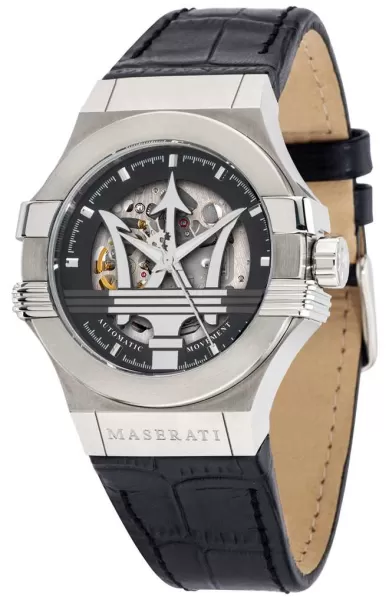 Maserati R8821108038 Potenza Automatic Black Leather Watch