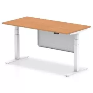 Air 1600 x 800mm Height Adjustable Desk Oak Top White Leg With White