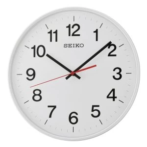 Seiko Quiet Sweep Second Hand Wall Clock - White with Arabic Numerals
