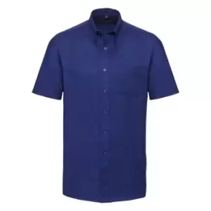 Russell Collection Mens Short Sleeve Easy Care Oxford Shirt (16.5inch) (Bright Royal)