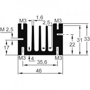 Fin heat sink 4.6 CW L x W x H 50 x 46 x 33mm TO 220 ASSMANN