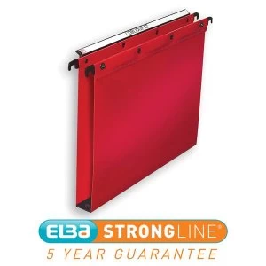 Elba Strongline Foolscap Ultimate Suspension File Polypropylene 30mm Base Red Pack of 25