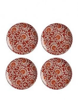 Maxwell & Williams Boho Damask Red Plates ; Set Of 4