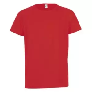 SOLS Childrens/Kids Sporty Unisex Short Sleeve T-Shirt (6yrs) (Red)
