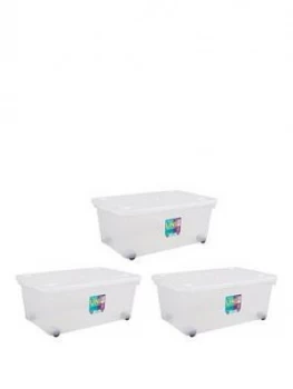 Wham Set Of 3 45 Litre Wheeled Plastic Storage Boxes
