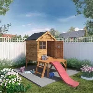 Mercia 4 x 10ft Snug Playhouse with Tower & Slide + Swing
