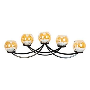 HESTIA? Black Metal Candle Holder 5 Gold Glass Cups