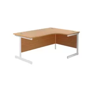 1800X1200 Single Upright Right Hand Radial Desk Nova Oak - White + Desk High Ped