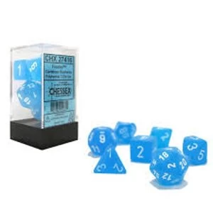 Chessex Poly 7 Dice Set: Frosted Caribbean Blue with White