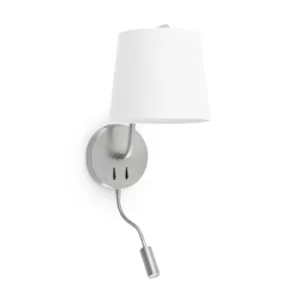 Berni 1 Light Indoor Wall Light Reading Lamp White, Satin Nickel, E27
