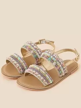 Accessorize Girls Embellished Beaded Scallop Sandals - Multi, Size 13 Younger