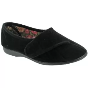 GBS Womens/Ladies Audrey Touch Fasten Slippers (2 UK) (Black)