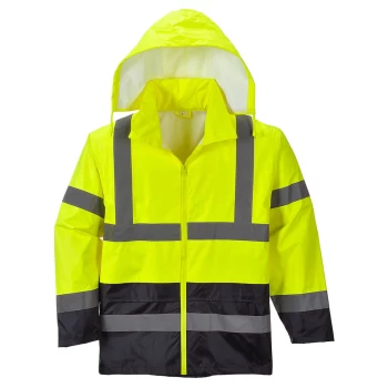 Classic Hi Vis Contrast Rain Jacket Yellow / Navy XL