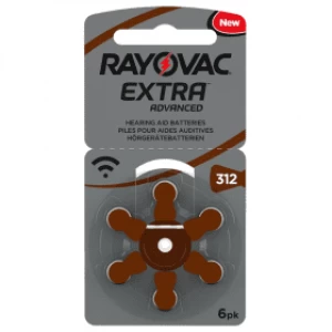 Rayovac 312 Extra Advanced Hearing Aid Batteries (6 Pack)