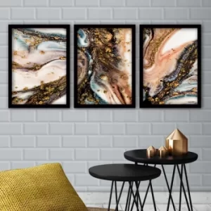 3SC23 Multicolor Decorative Framed Painting (3 Pieces)