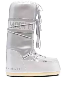 MOON BOOT WOMEN Icon Metallic Vinyl Boots White