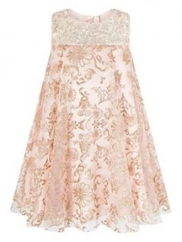 Monsoon Baby Girls Riona Glitter Print Dress - Pink, Size 6-12 Months