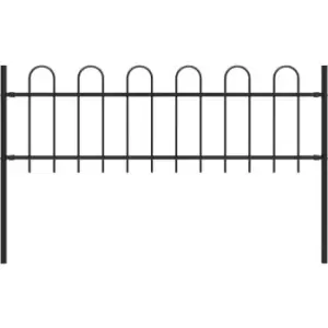 Garden Fence with Hoop Top Steel 1.7 m Black Vidaxl Black