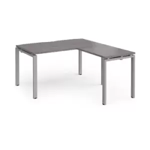 Dams Adapt desk 1400mm x 800mm with 800mm return desk - silver frame, grey oak t