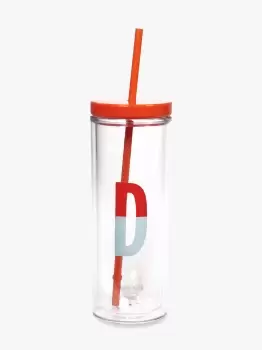 Initial Thermal Tumbler With Straw - Red - One Size