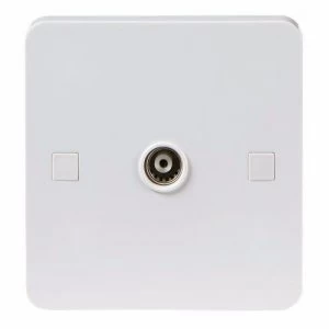 KnightsBridge Pure 9mm White Coaxial TV Outlet Un-Isolated Single Wall Plate