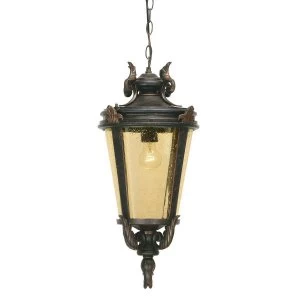 1 Light Large Outdoor Ceiling Chain Lantern Weathered Bronze, E27