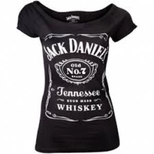 Jack Daniel's Classic Old No. 7 Brand Logo Womens Skinny Small T-Shirt - Black