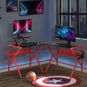 Dobbs Corner Gaming Desk with Adjustable Monitor Stand, red