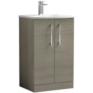 Arno Solace Oak 500mm 2 Door Vanity Unit with 30mm Profile Curved Basin - ARN2501G - Solace Oak - Nuie