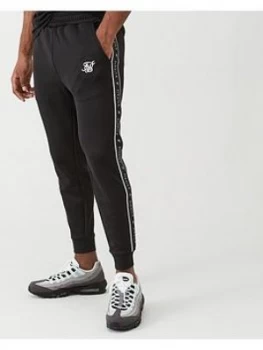 SikSilk Fitted Panel Tape Track Pants - Black