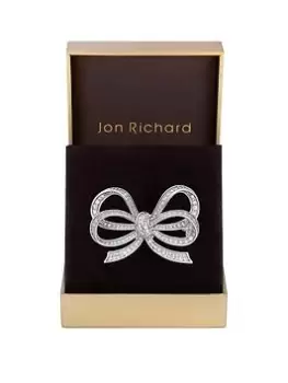 Jon Richard Rhodium Plated Bow Brooch - Gift Boxed