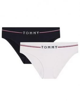 Tommy Hilfiger Girls 2 Pack Logo Bikini Briefs - Navy/White, Size Age: 14-16 Years, Women
