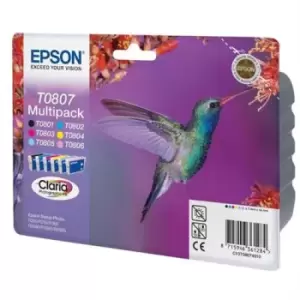 Epson Hummingbird Multipack 6-colours T0807 Claria Photographic Ink. Supply type: Multi pack Quantity per pack: