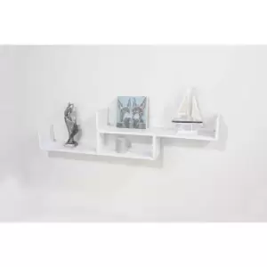 floating two tier wall shelf - matt white