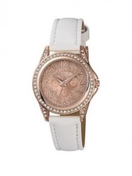 Tikkers Tikkers Rose Sparkly Dial White Strap Kids Watch