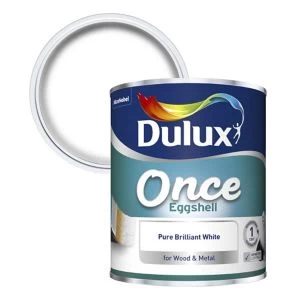 Dulux Once Pure Brilliant White Eggshell Paint 750ml