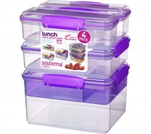 Sistema Snack Attack Stack Rectangular Boxes Purple Pack of 4 Purple