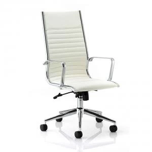 Sonix Ritz Executive High Back Chair With Arms Bonded Leather Ivory