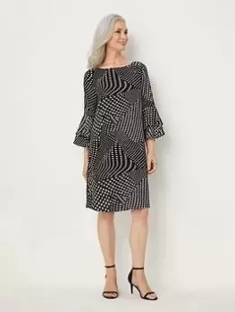Wallis Spot Print Shift Dress - Black, Size 12, Women