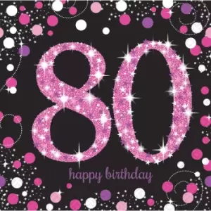 80th Happy Birthday Glitter Napkins (Pack Of 16)